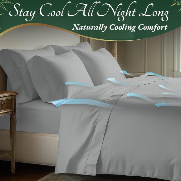 4- NIB Bamboo Sheets Full Size 4 pcs-Ultra Soft & Luxuriously Cooling, 17" Deep - Picture 3 of 7